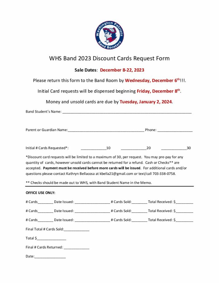 2023 24 WHS Band Discount Card Request Form pdf 1