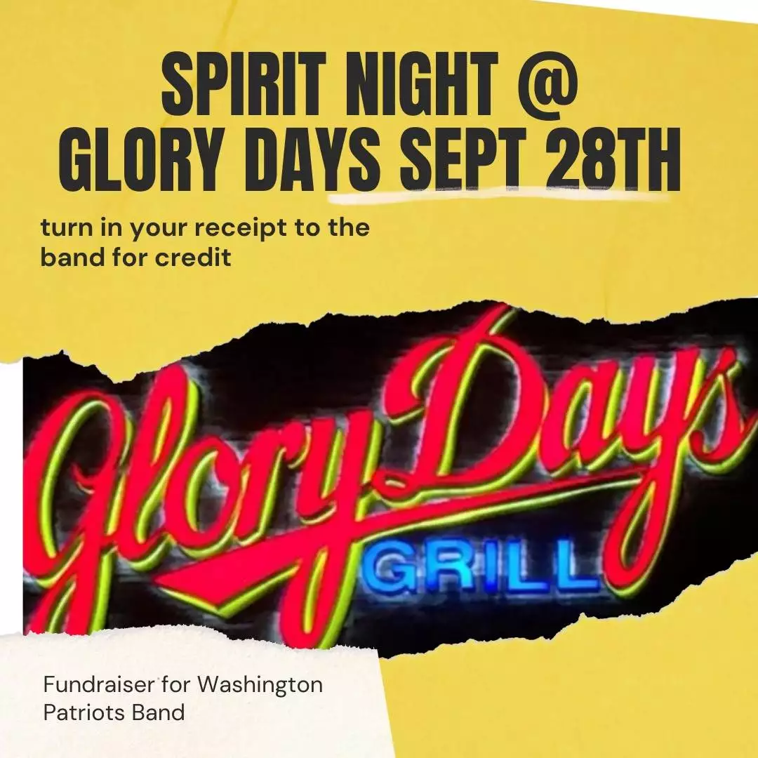 A flyer for the spirit night at glory days.