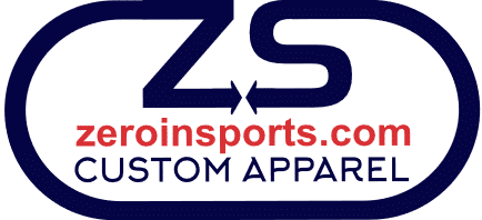 A logo for zeroinsports com custom apparel.